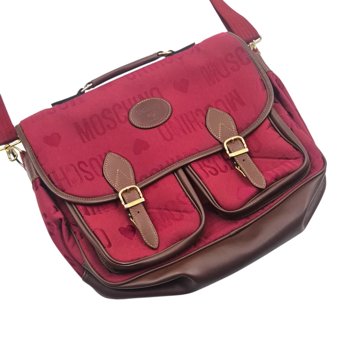 00s 러브 모스키노 레더 캔버스 벨트 크로스백 상품이미지2