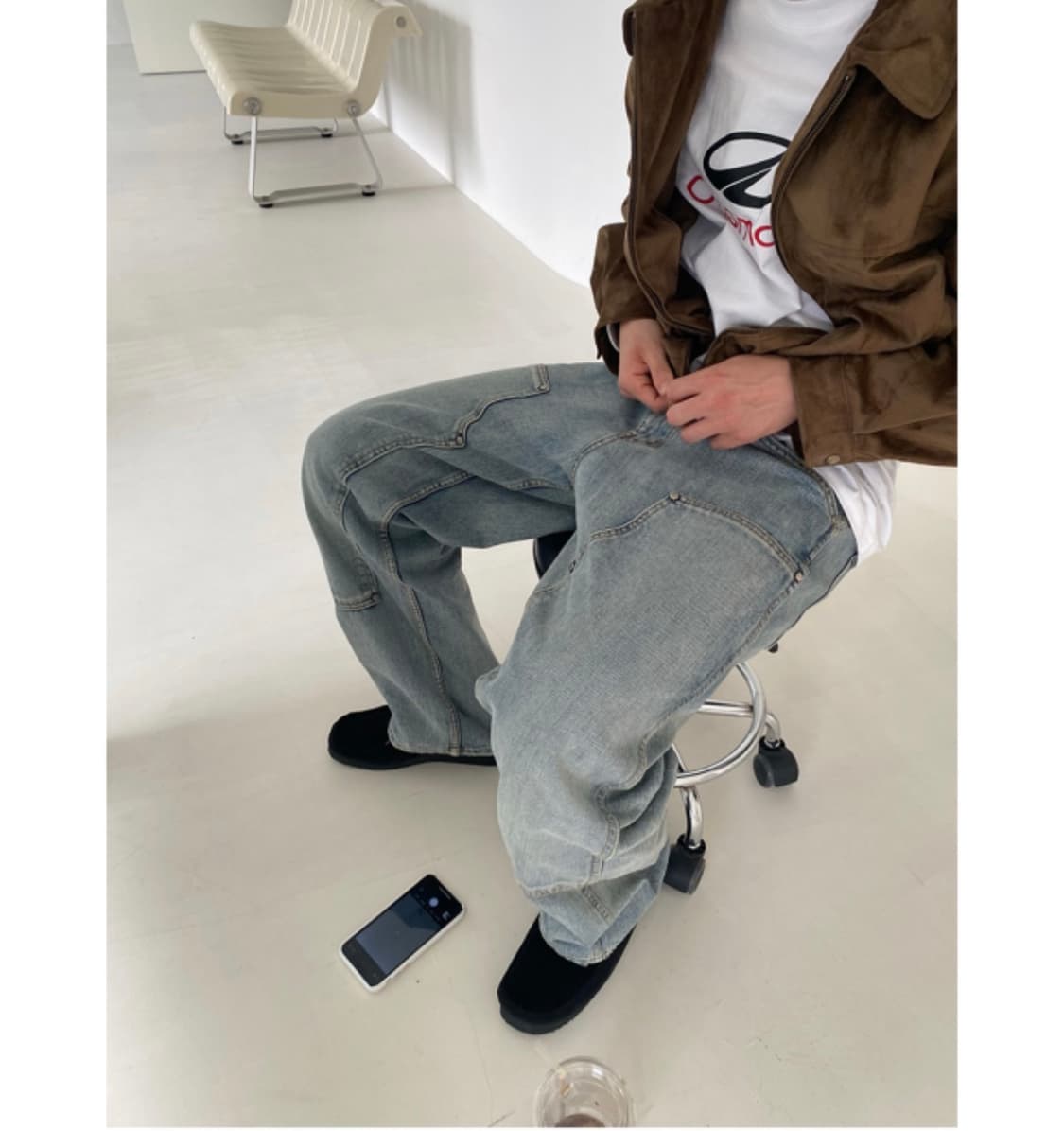 유먼트 프로젝트 더블니 데님 팬츠 상품이미지2