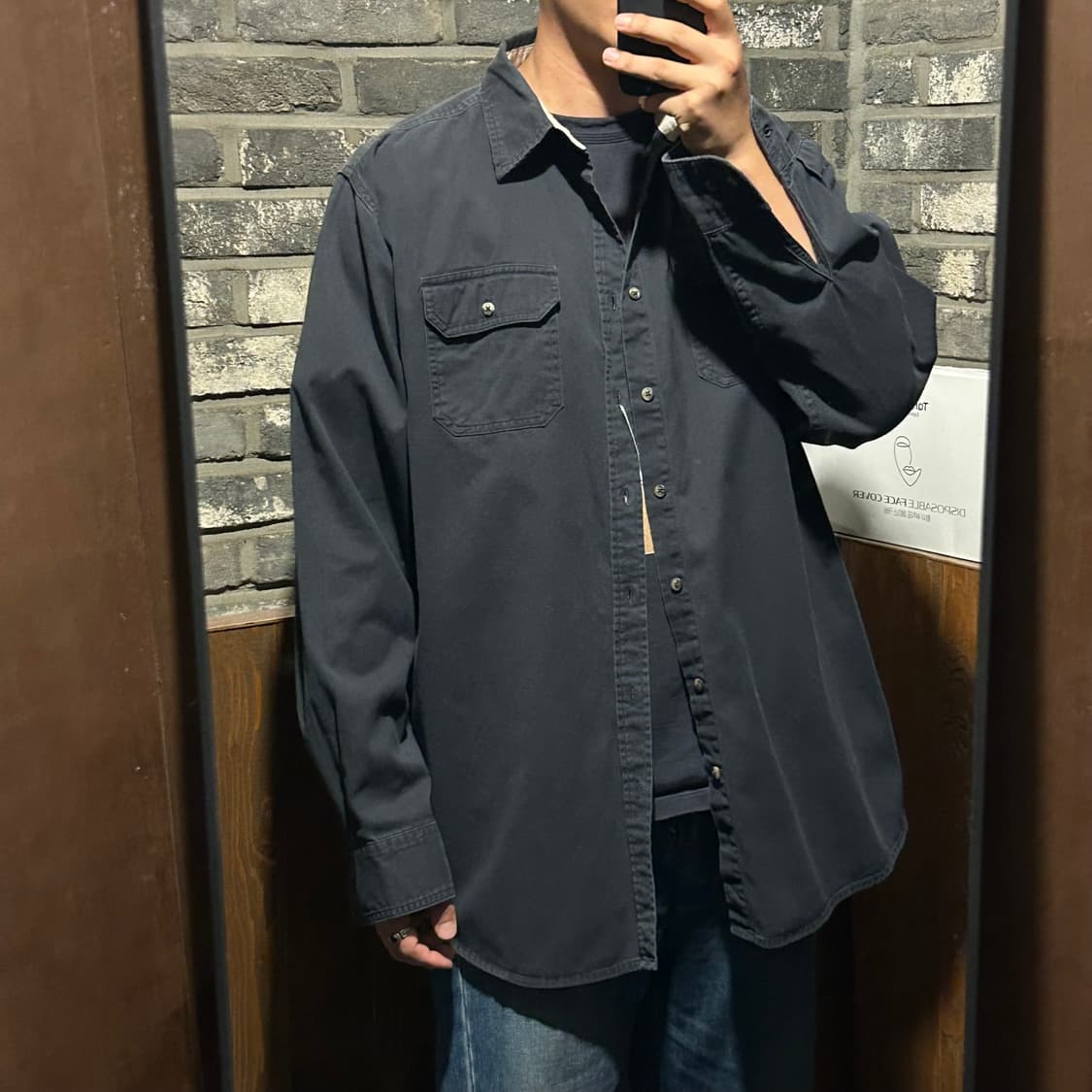 XL) Wrangler 랭글러 투포켓 워크웨어 코튼 셔츠 블랙 W4 상품이미지7