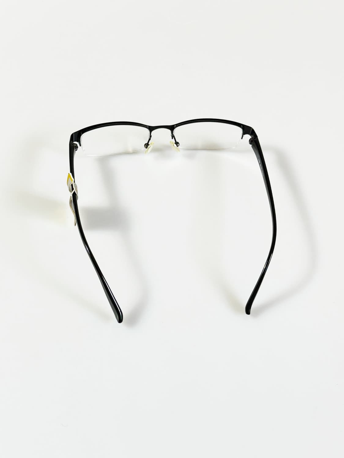 90s DARK 블랙 메탈 반무테 스퀘어 빈티지 안경 상품이미지5