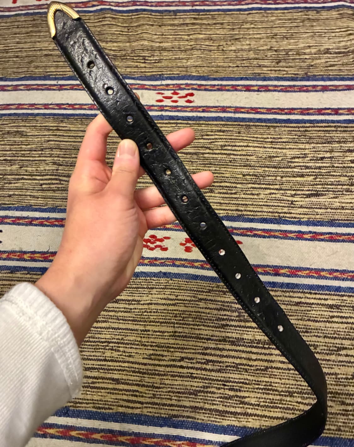 (32~38)90s USA 카우 레더 빈티지 웨스턴벨트 가죽벨트 상품이미지5