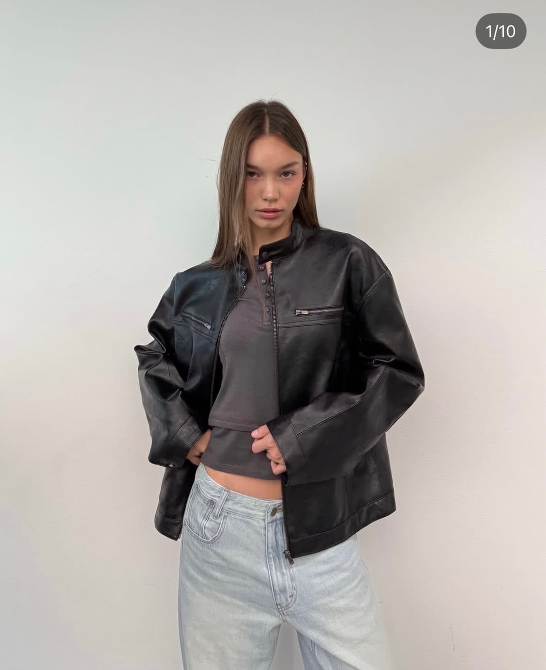 Ordes 오데스 레더 집업 자켓 상품이미지1