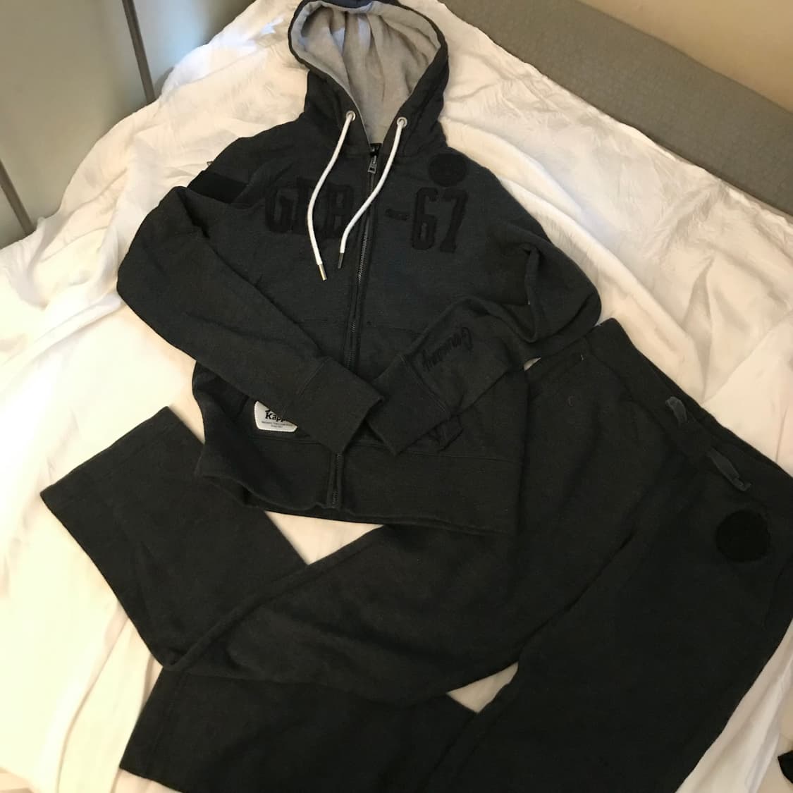 SET🤍Kappa 카파 갸루 딱붙핏 차콜 트레이닝 셋업 상품이미지2