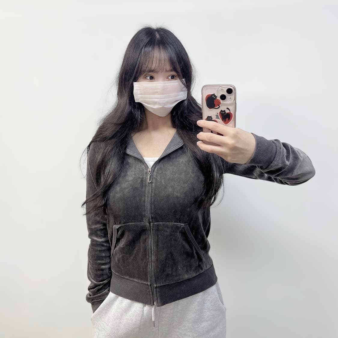 쥬시꾸띄르 로즈 벨벳 후드 집업 상품이미지1