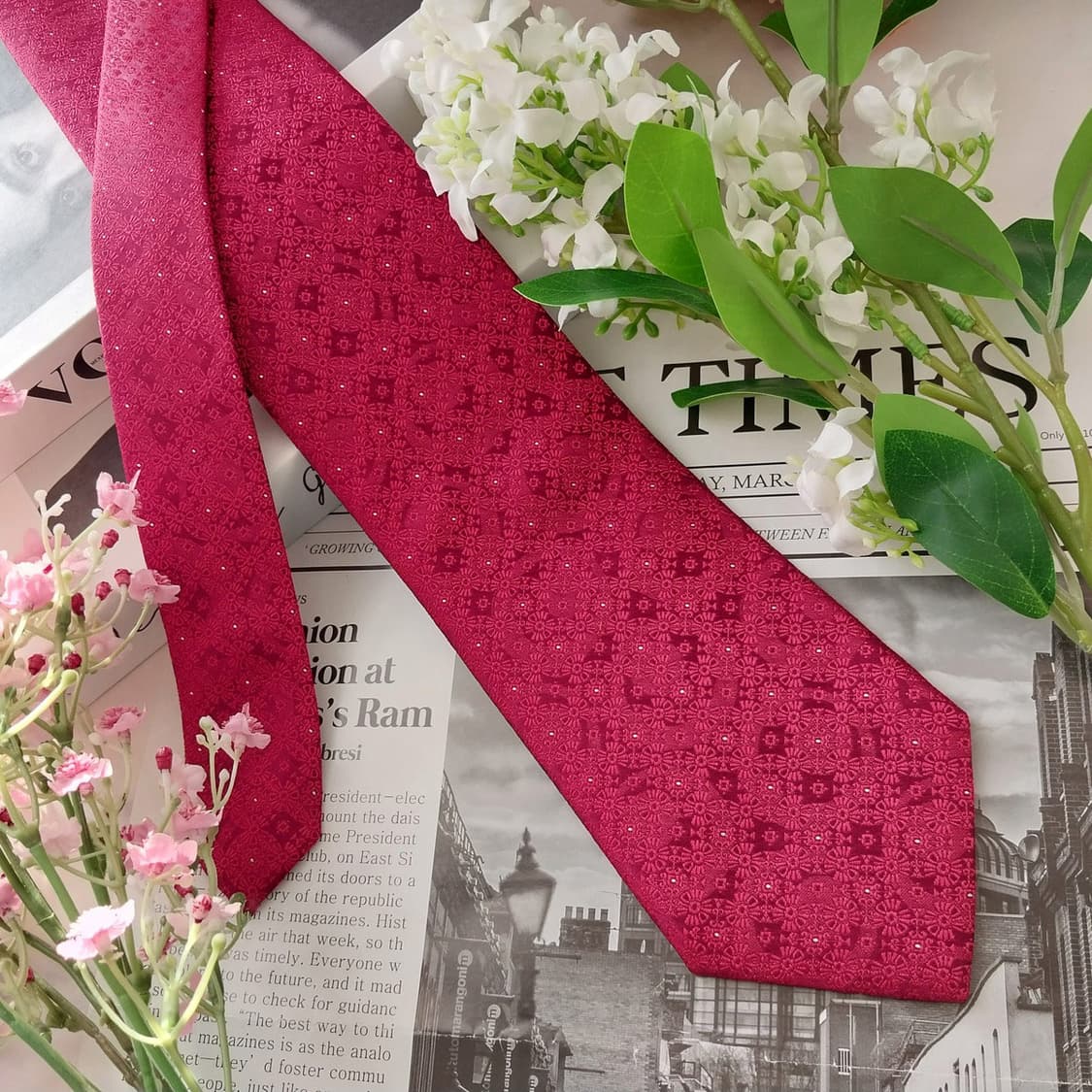 메트로시티 실크 미니 플로럴 자카드 넥타이 8.8cm A+등급 K1597 상품이미지2