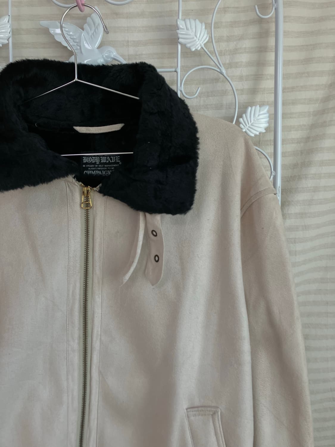 빈티지 아이보리 퍼 무스탕 y2k 스트릿 갸루 펑키 일본빈티지W-541  상품이미지3