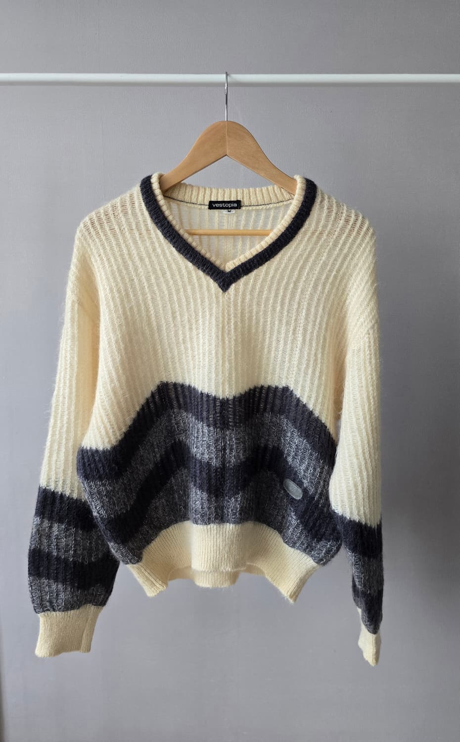 Vestopia 일본 빈티지 울 니트 / V넥 스트라이프 상품이미지1