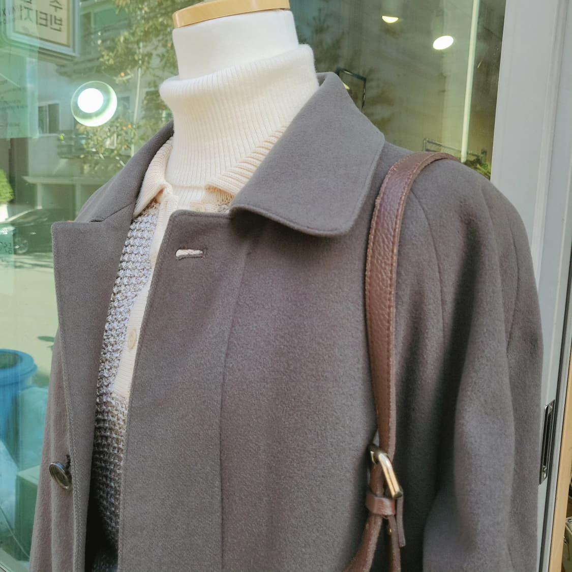 카키그레이 울캐시미어 롱코트 상품이미지7