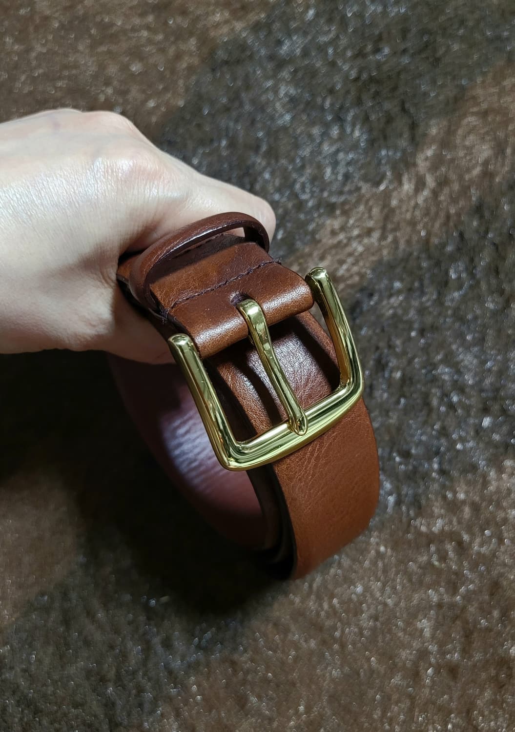 폴로 랄프로렌 남성용 다크 브라운 가죽벨트 상품이미지2