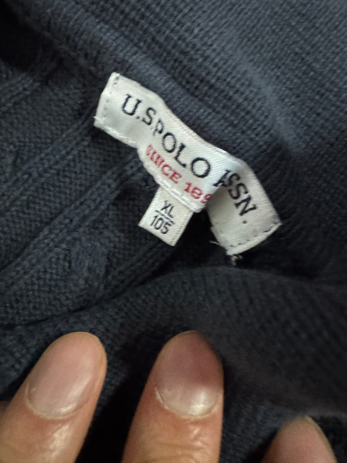 US 폴로 아센 미니멀 꽈배기 코튼 니트 L 블랙 상품이미지3