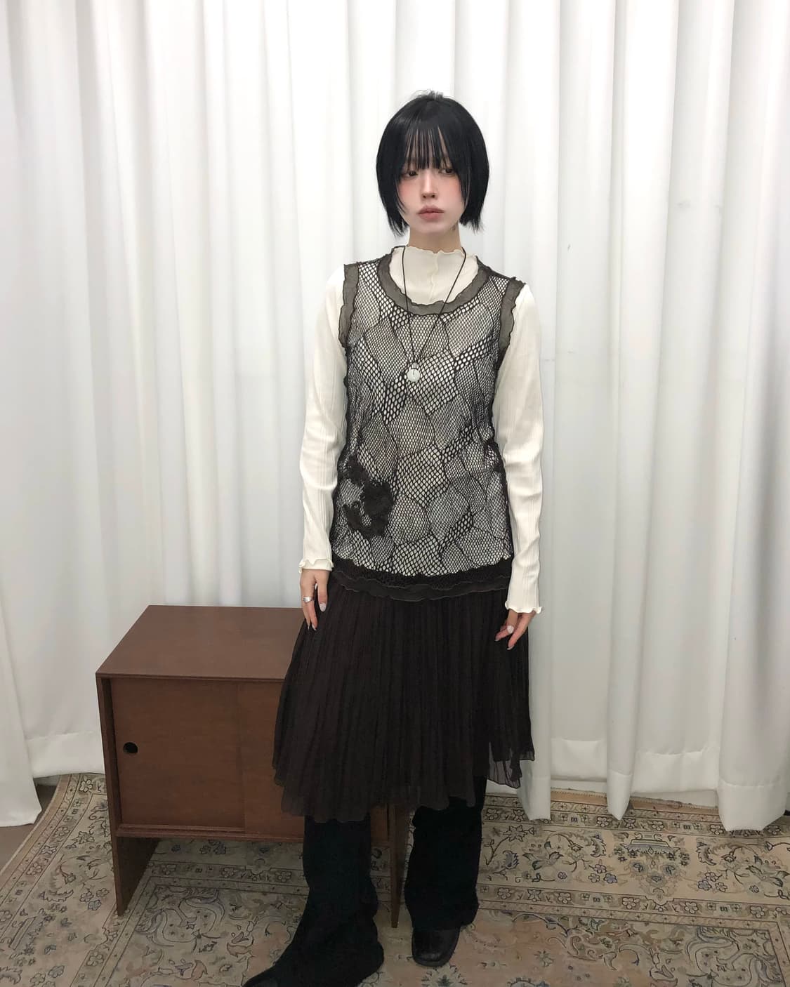 브라운 플라워 레이어드 나시 상품이미지4