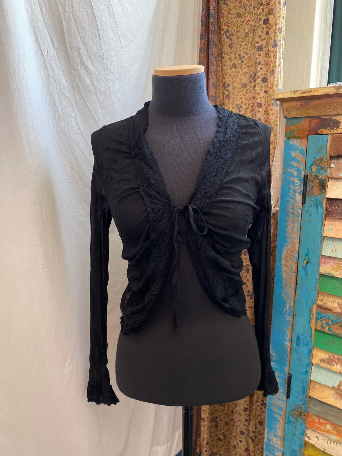 블랙 시스루 가디건(XS) 상품이미지1