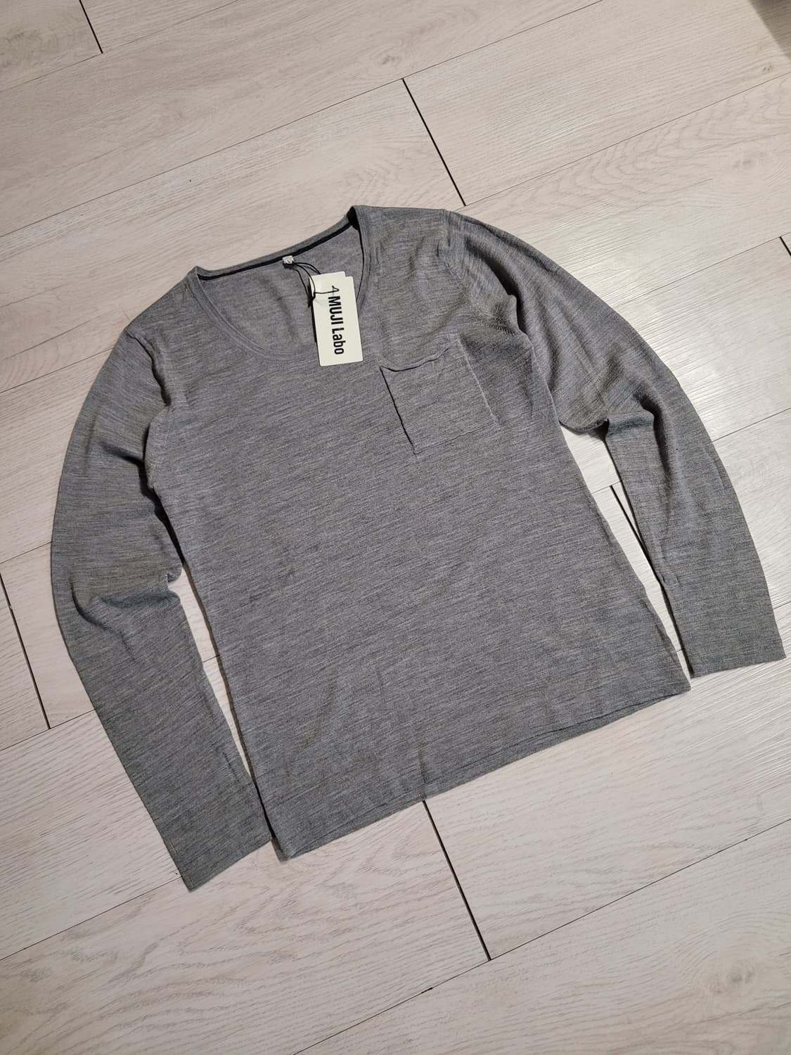 새상품) 무인양품 무지 라보 울캐시미어 U넥 니트 L 상품이미지1