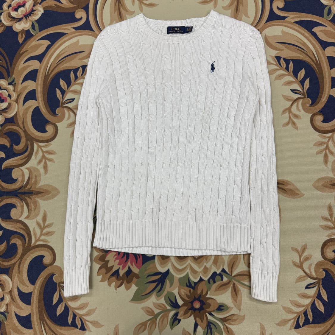(우먼즈S)폴로 랄프로렌 코튼 꽈배기니트(화이트) 상품이미지1