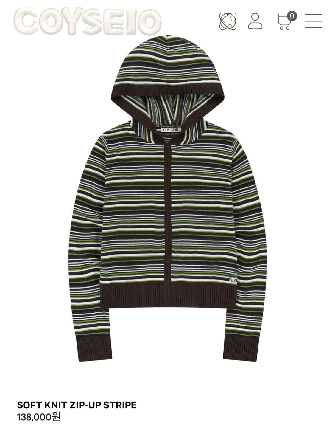 코이세이오 소프트 니트 집업 스트라이프 후드 가디건 상품이미지1