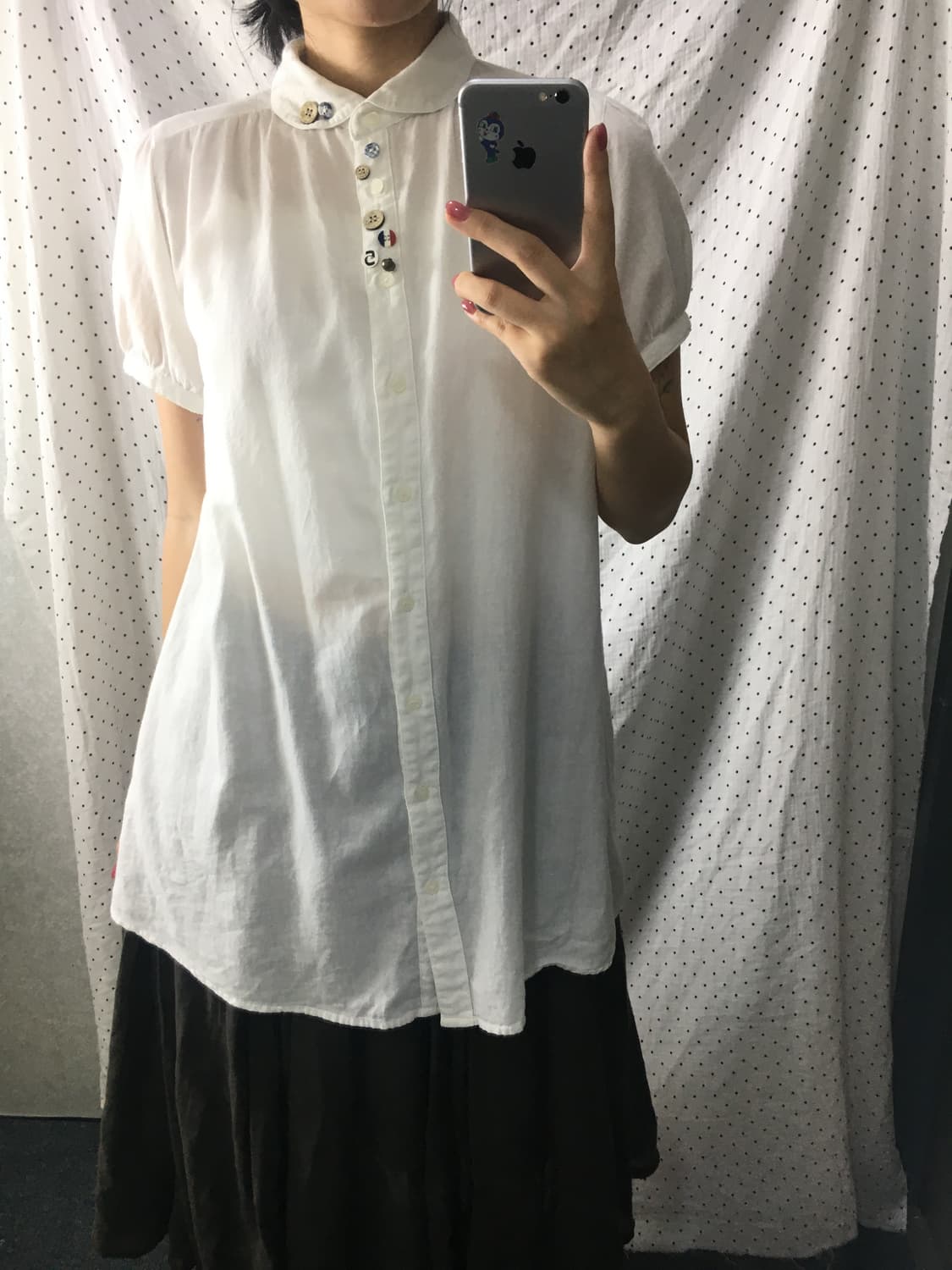 화이트 둥근 카라 블라우스 상품이미지2