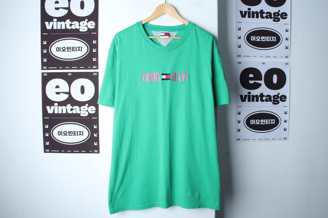 (XL-3XL) 타미힐피거 반팔 티셔츠 빅로고 그린 올드스쿨-H32176 상품이미지2