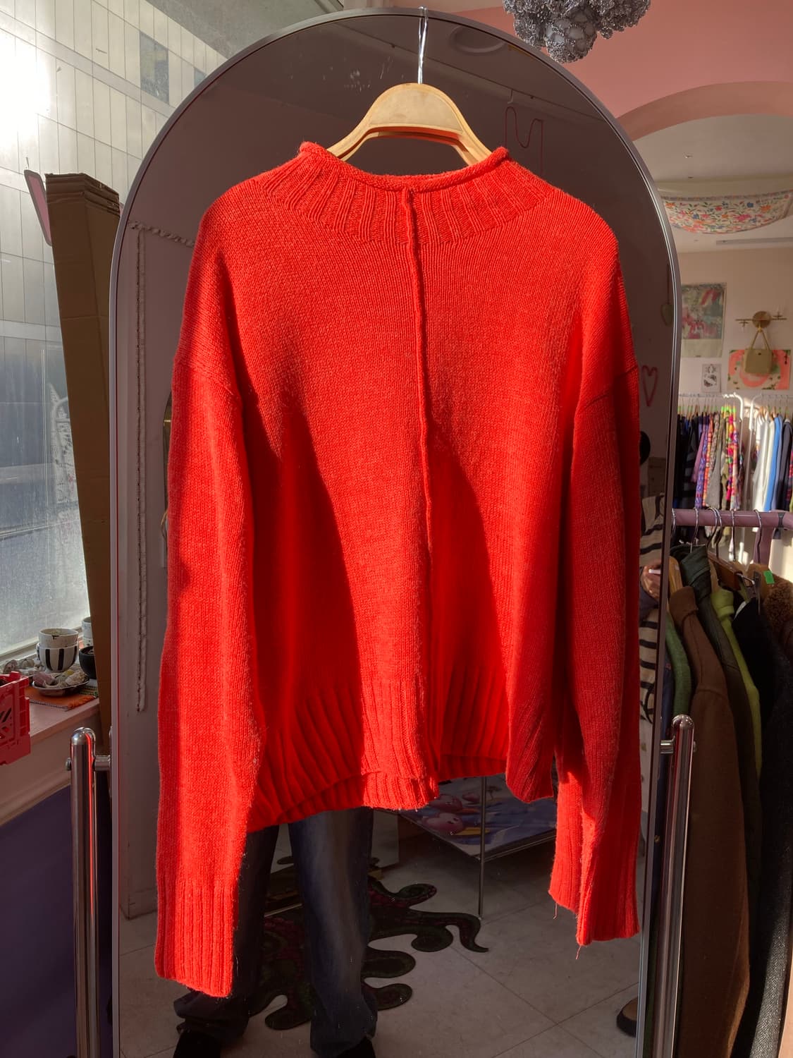 오렌지 라운드넥 니트 상품이미지1