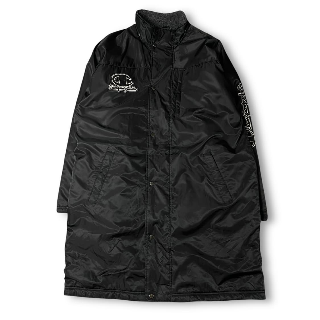 챔피온 블랙 빅로고 양털 돕바 롱 자켓 상품이미지1