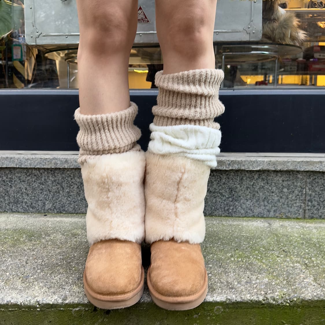 00s Y2K 희귀 폴드오버 퍼 커프 어그 부츠 풀박스 상품이미지7