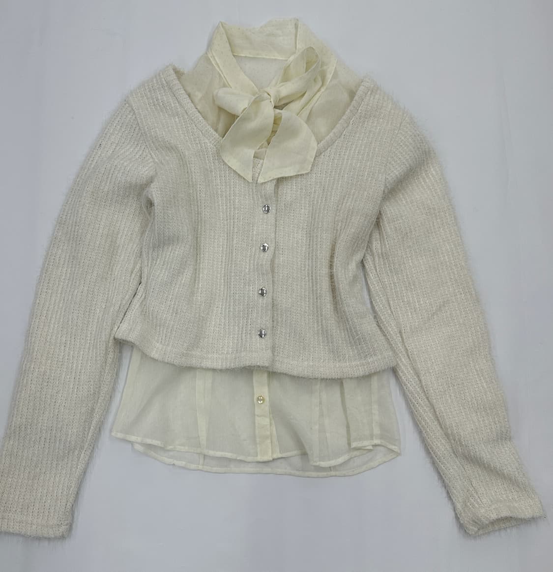 🤍슈슈룬 바닐라깔 도트 코디세트🤍 블라우스 앙고라 롱스커트 지뢰계 상품이미지3