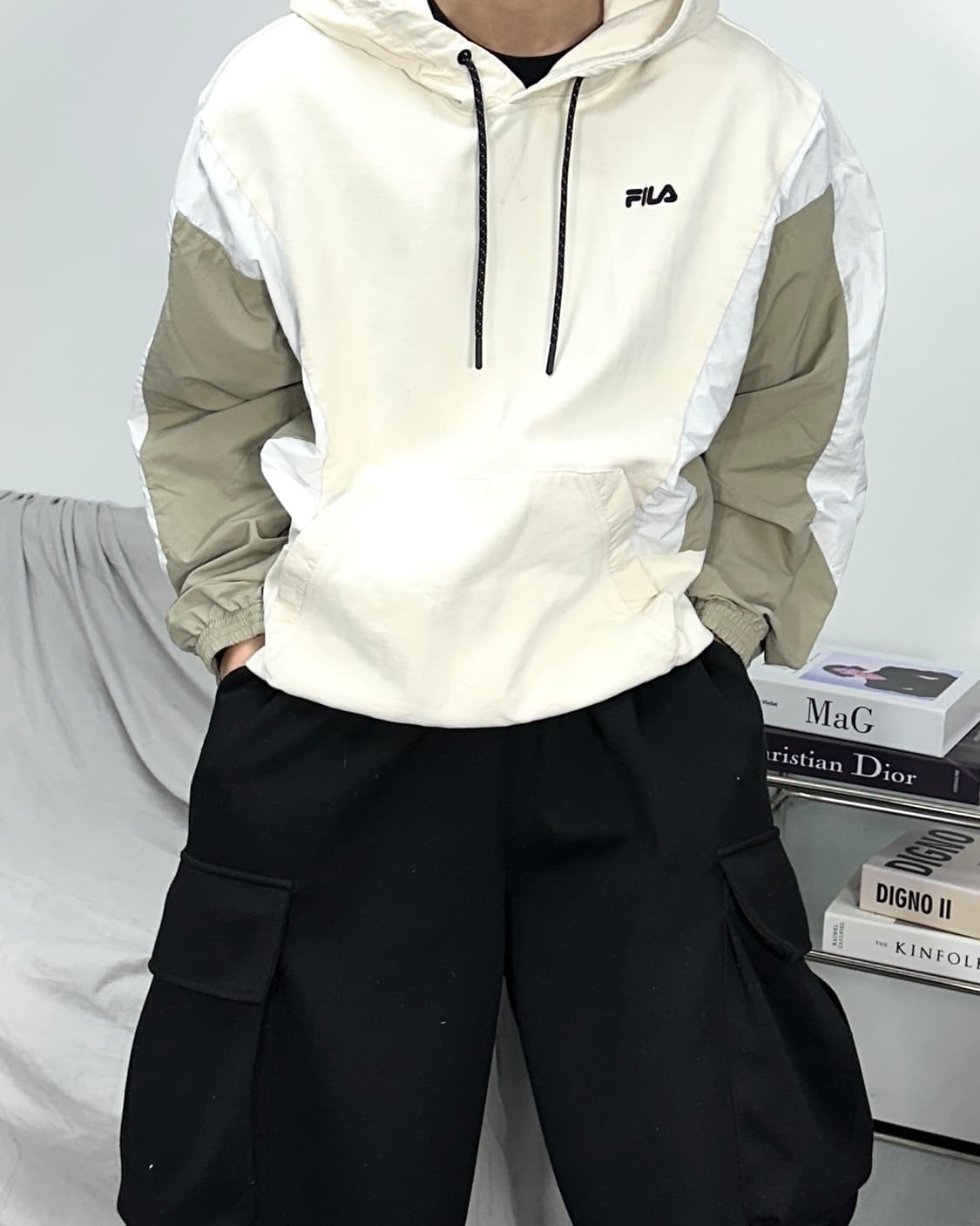 휠라 오버핏 우븐 믹스 아노락 XL 상품이미지1