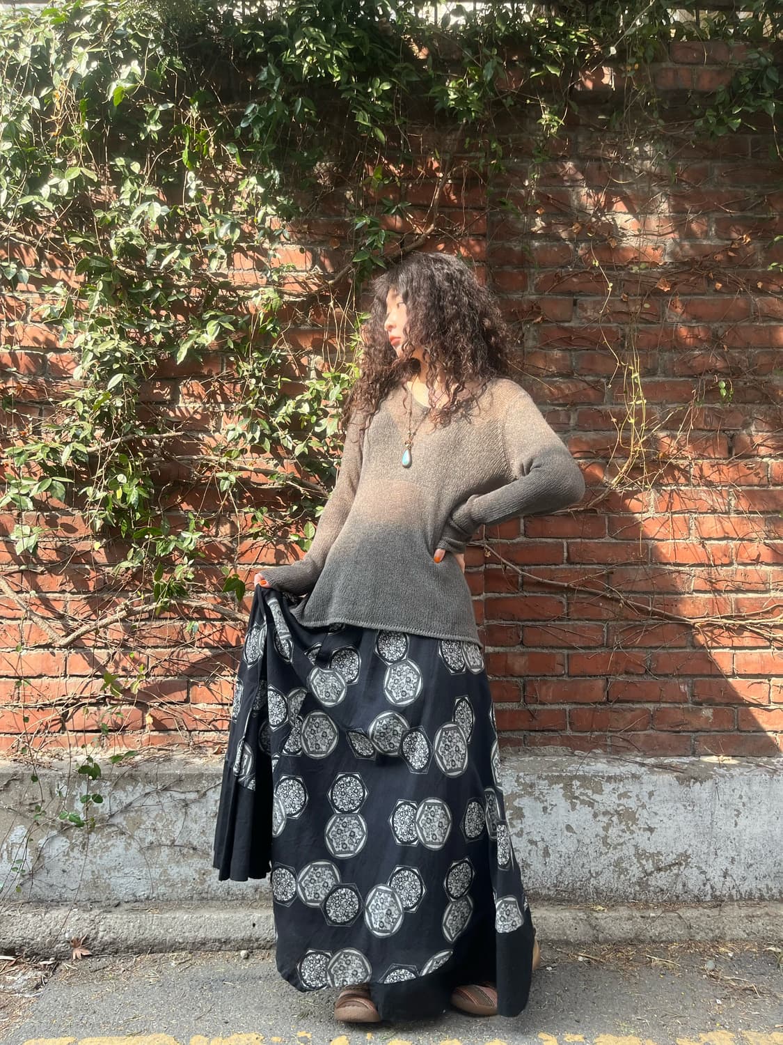 일본 빈티지 패턴 롱 스커트 상품이미지3