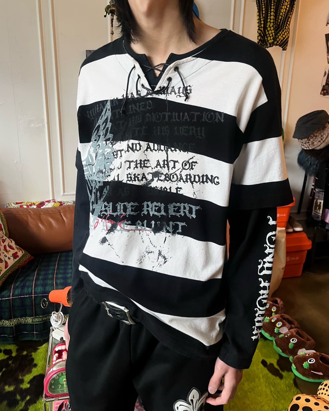 90-00s Tony Hawk Lace-up Layered Sleeve 상품이미지2