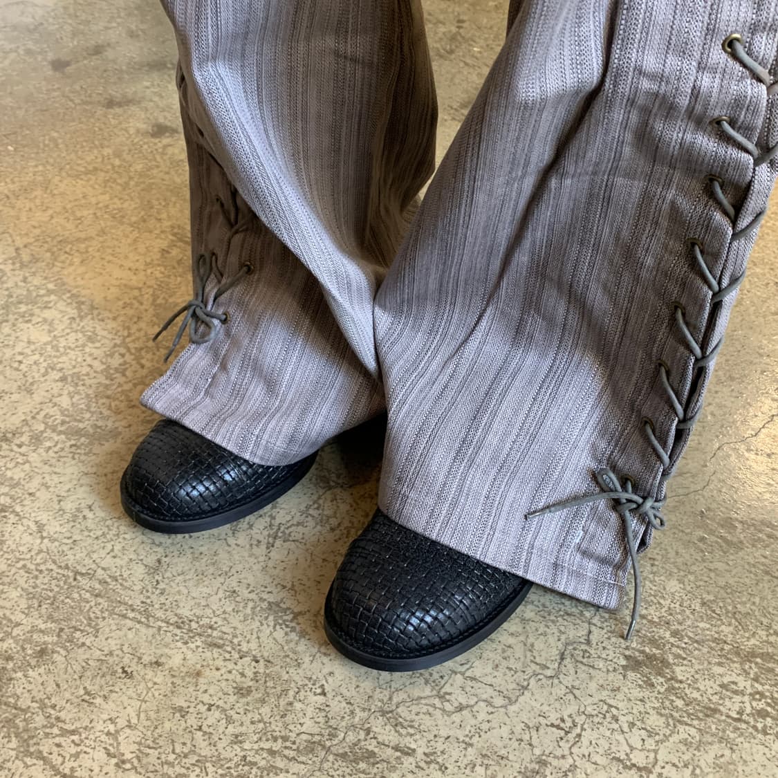 토네이도 마트 웨스턴 레이스업 벨바텀 데님 팬츠 상품이미지9