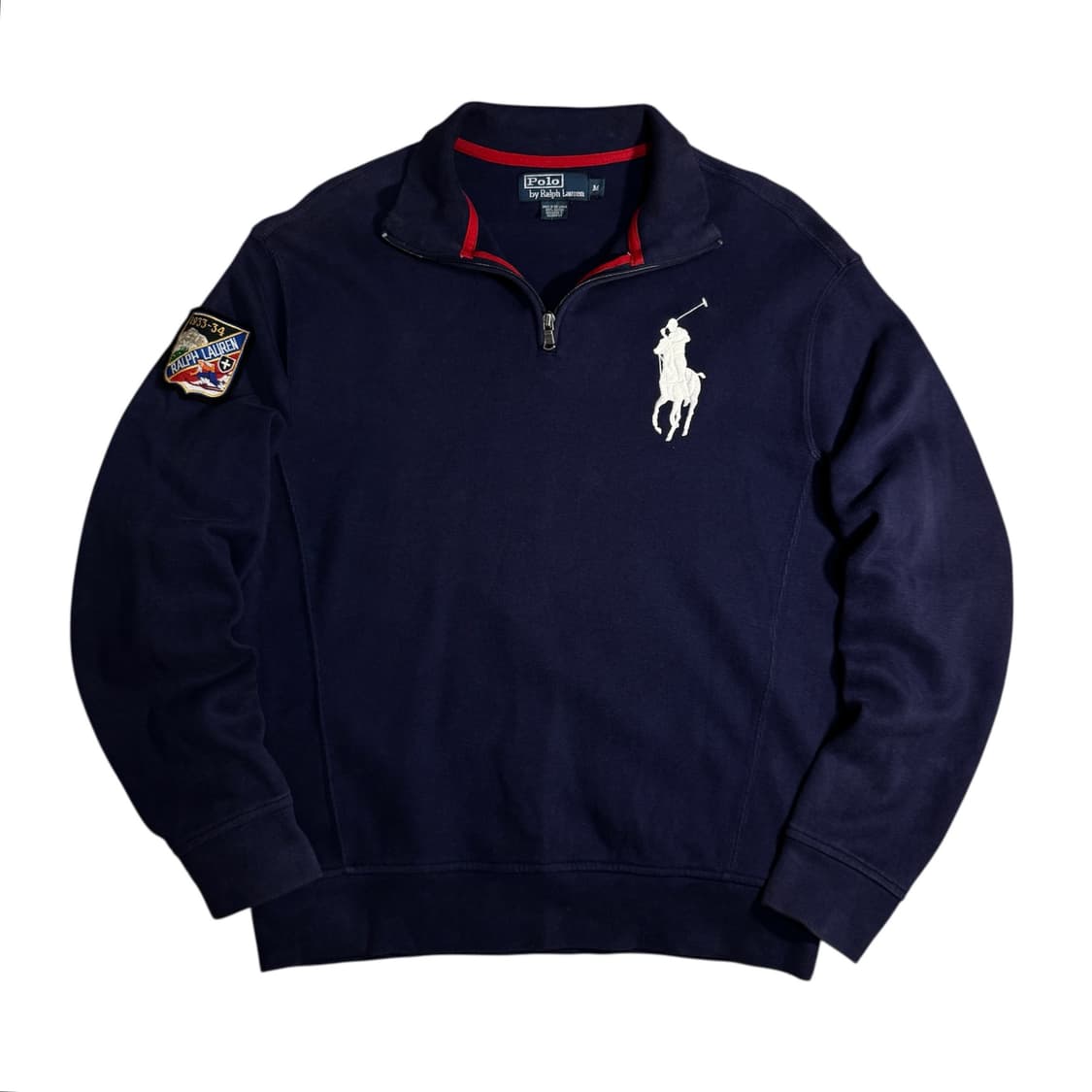 폴로 랄프로렌 화이트 빅포니 네이비 반집업 니트 상품이미지1