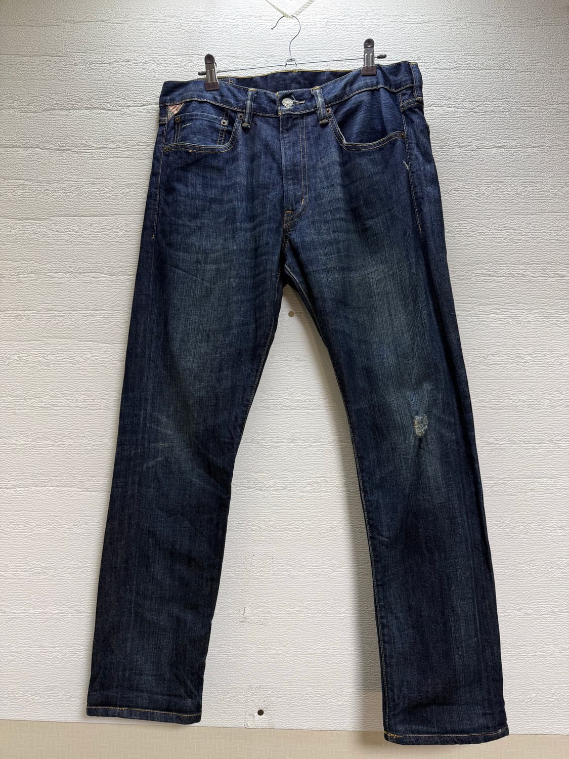 (32)폴로 랄프 로렌 가죽 패치 미국 국기 워싱 로우 스키니 럭셔리 진 상품이미지1