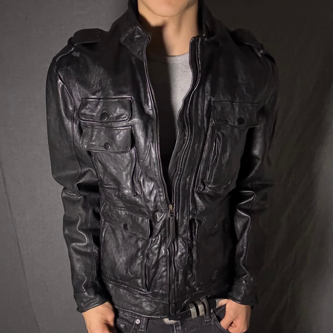 lamb skin pocket leather jacket 상품이미지1