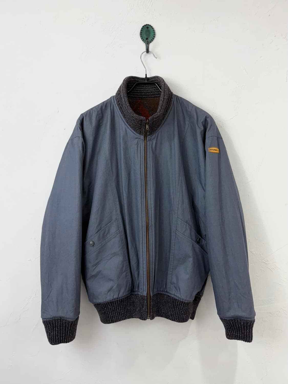 90s INTERMEZZO 지오메트리 패턴 니트 블루종 (리버서블) 상품이미지4