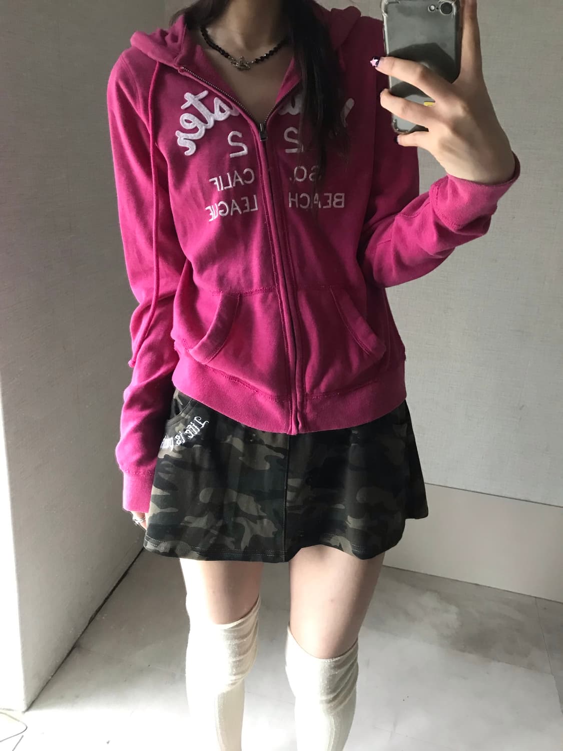 홀리스터 핑크 슬림핏 후드집업 상품이미지2