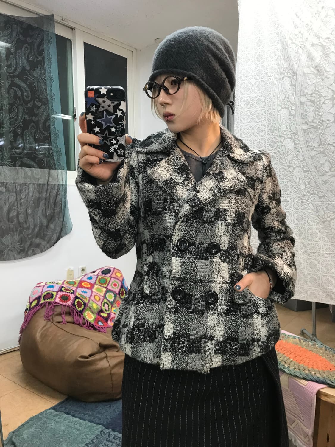 it’a 빈티지 여성 더블버튼 체크 숏코트  상품이미지1