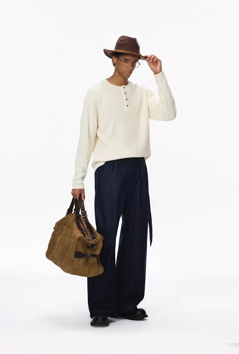 ️️️♦️ Wrinkle pleats / 링클 플리츠 헨리넥 긴팔 티셔츠 상품이미지7