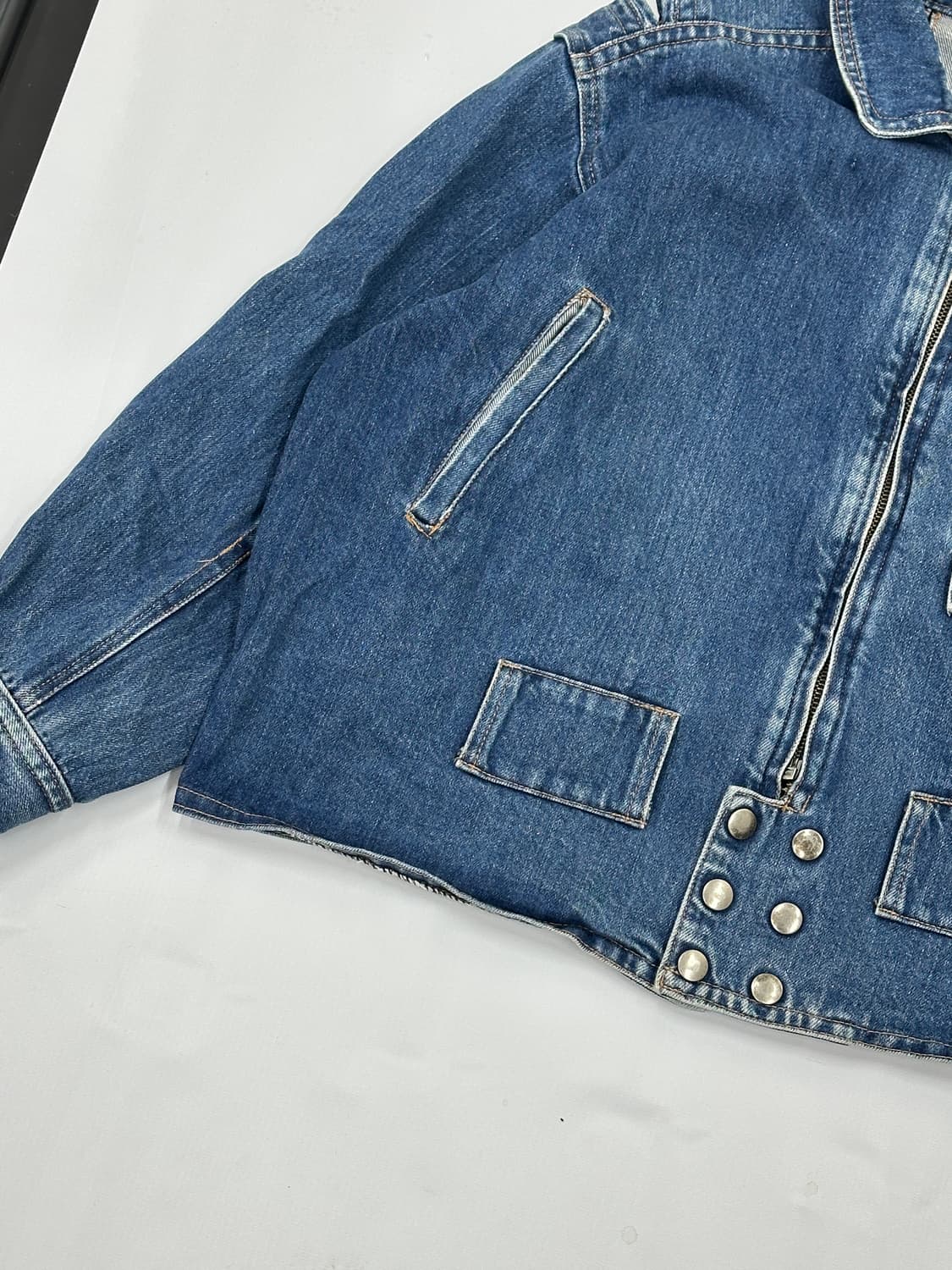 y2k 복고 레트로 일본 빈티지 중청 데님 포인트 청자켓 데님자켓 히피 상품이미지6