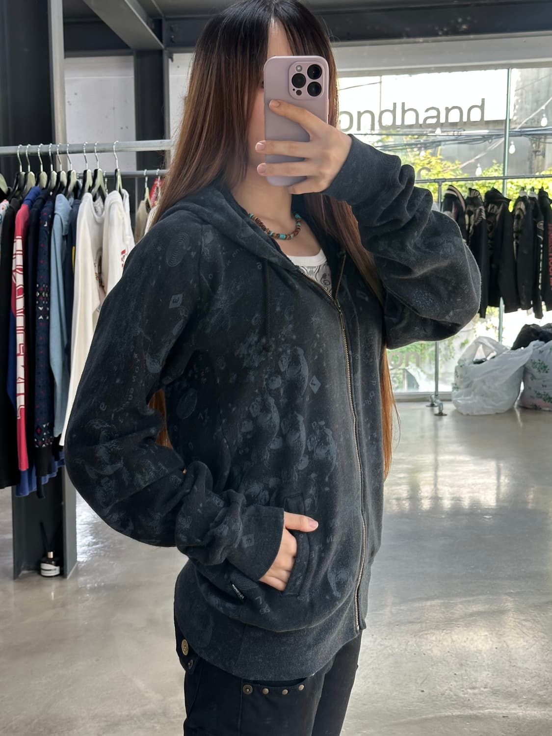 히스테릭글래머 스컬 풀프린팅 후드집업 상품이미지3