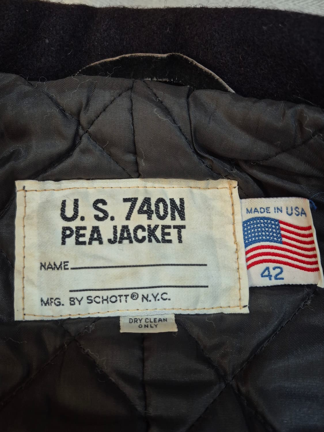 Schott 740N 오리지날 해군 멜톤울 퀄팅 피코트 남성 100105 상품이미지6