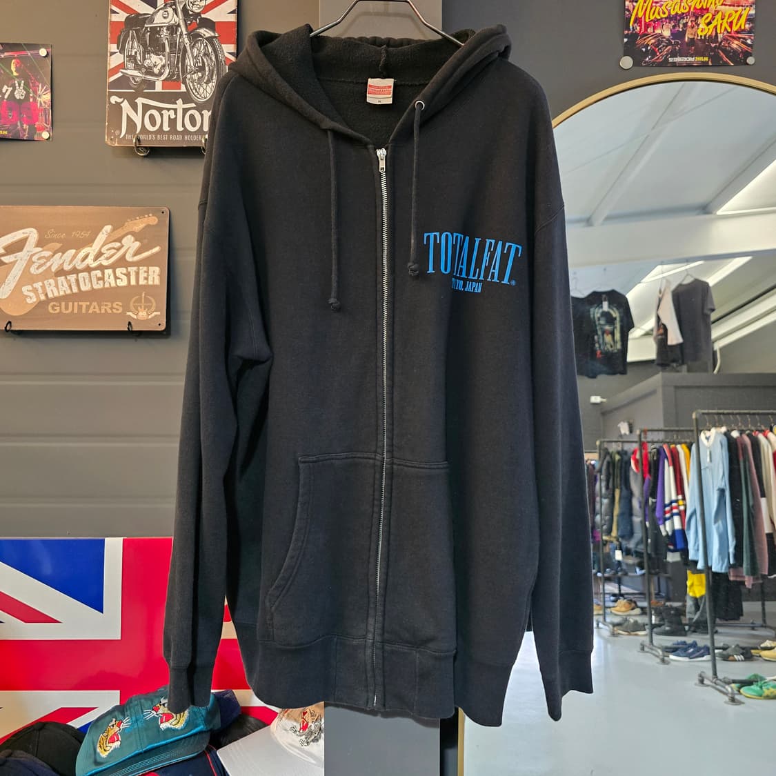 밴드 후드티 토탈패트 스컬 프린팅 후드집업 블랙 XL 오버핏 상품이미지1