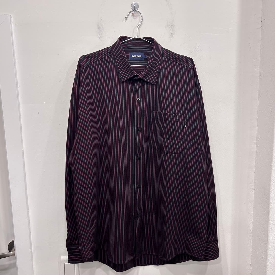 위캔더스 빅 오버핏 투톤 스트라이프 셔츠 상품이미지2