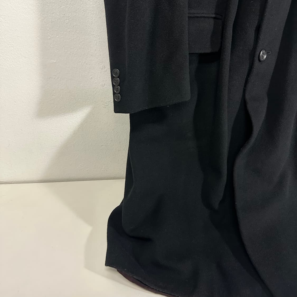 XL 런던포그 블랙 루즈핏 울100% 롱코트 상품이미지3