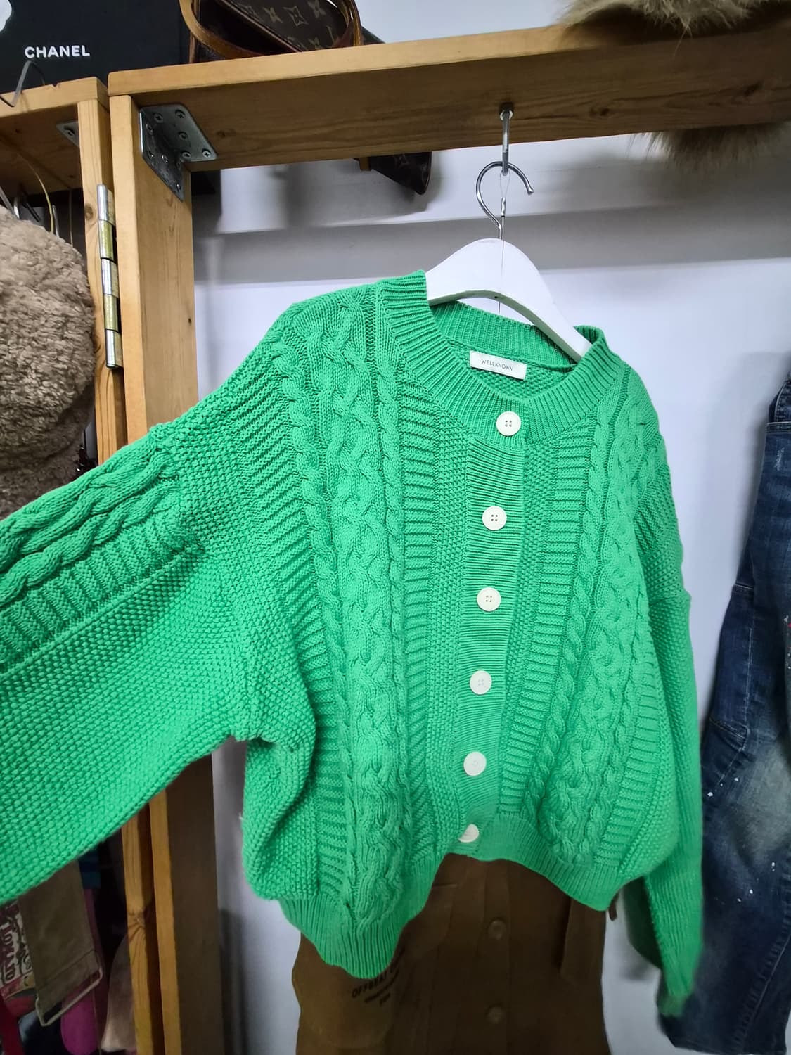 well known 그린 케이블 가디건.쥬시쥬디 면스판 스커트 상품이미지5