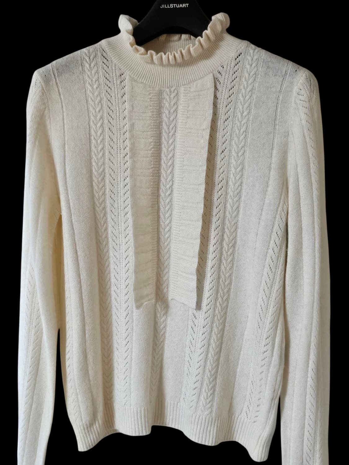 앳코너 아이보리 모크넥 프릴 장식 여성 니트 스웨터 S 상품이미지4