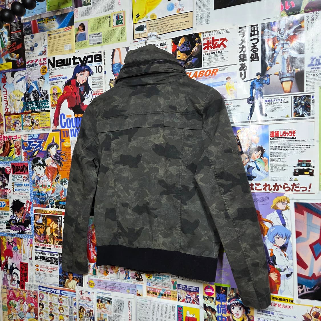 빈티지 밀리터리 카모 코튼 하이넥 블루종 집업 상품이미지5