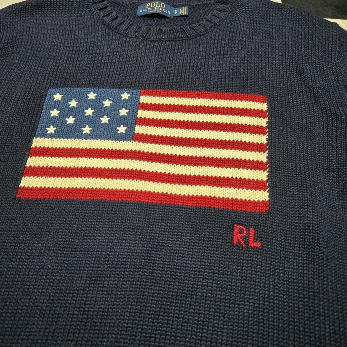 S 폴로랄프로렌 성조기 니트 네이비 Made in USA 상품이미지2