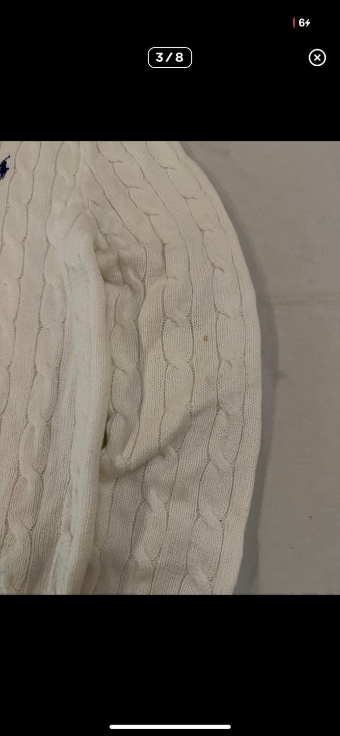 QR정품 폴로 랄프로렌 케이블 꽈배기 니트 크림 화이트 M 상품이미지3