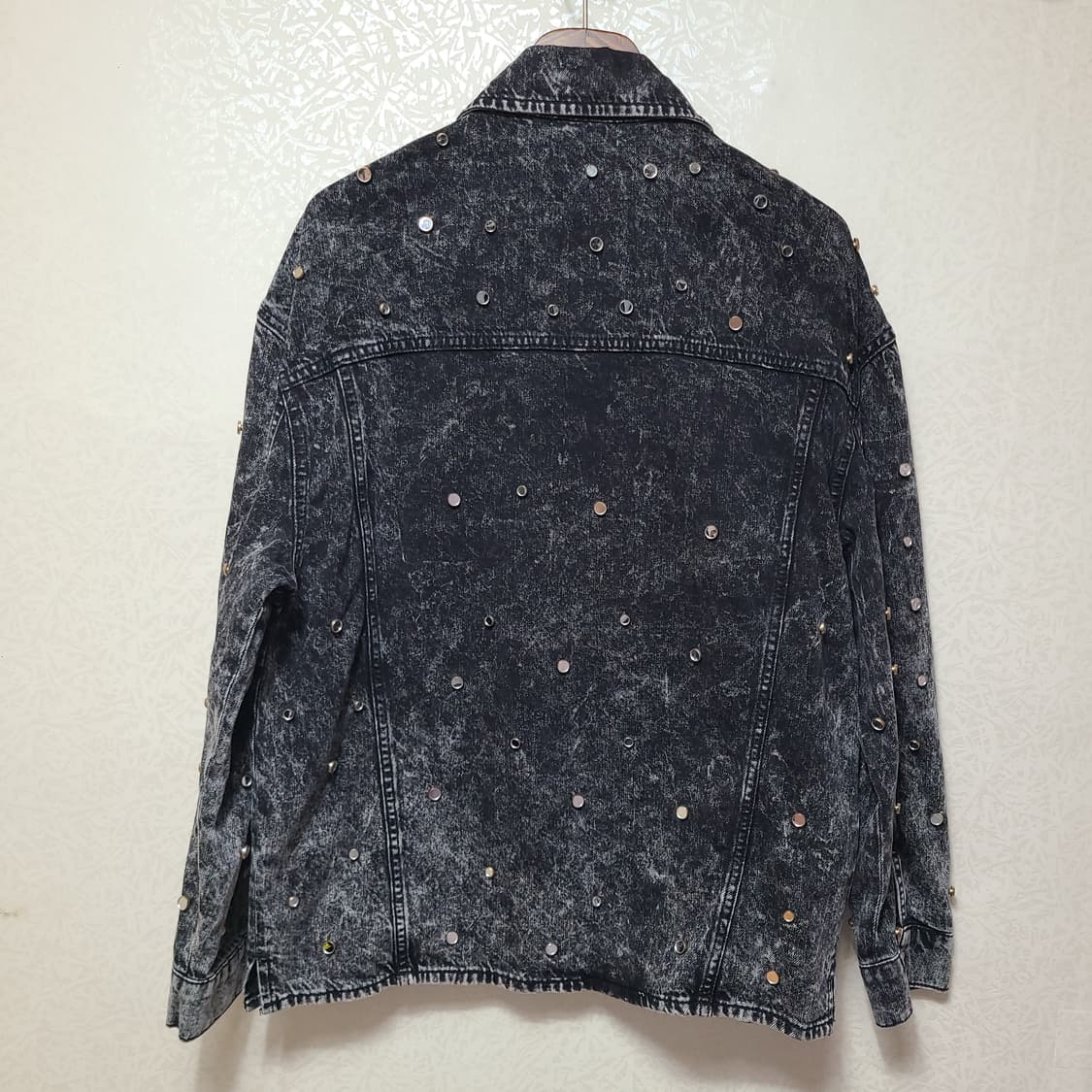 (L100) 산드로 빈티지 워싱 흑청 블랙 웨스턴 데님 셔츠 자켓 상품이미지6