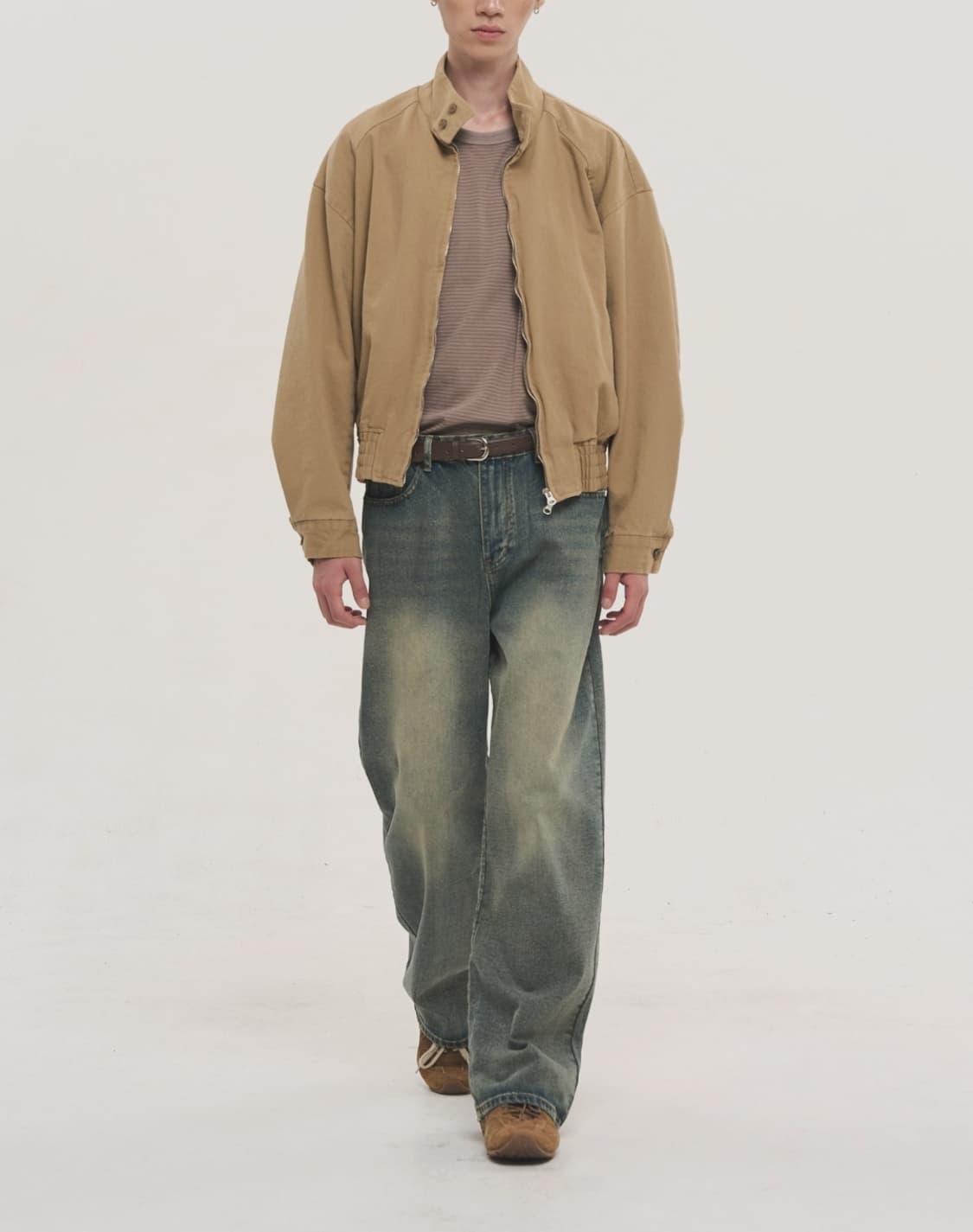 노이즈 워시드 헤링턴 점퍼 베이지 상품이미지4