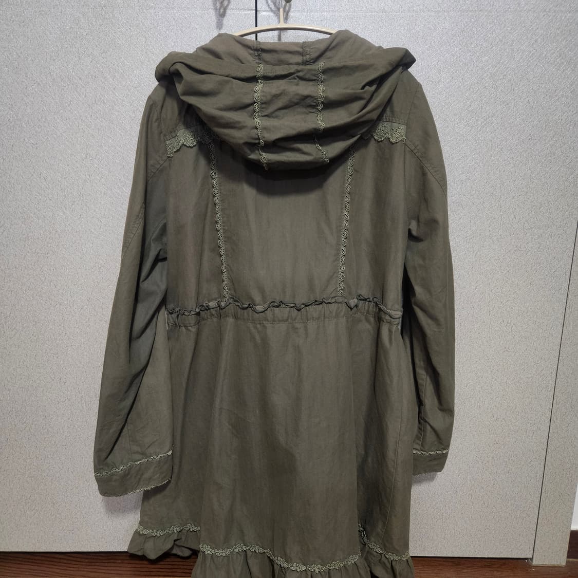 빈티지 엑시즈팜 카키 레이스 야상 후드 자켓 상품이미지2